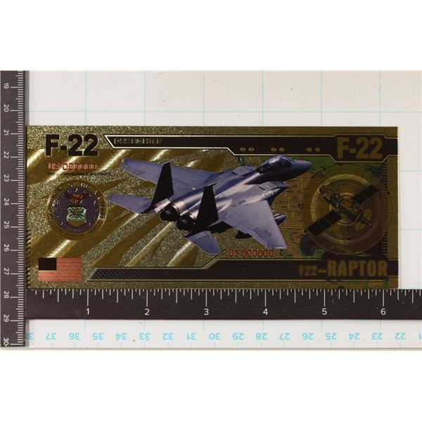 GOLD FOIL DEPARTMENT OF THE AIR FORCE F-22 RAPTOR