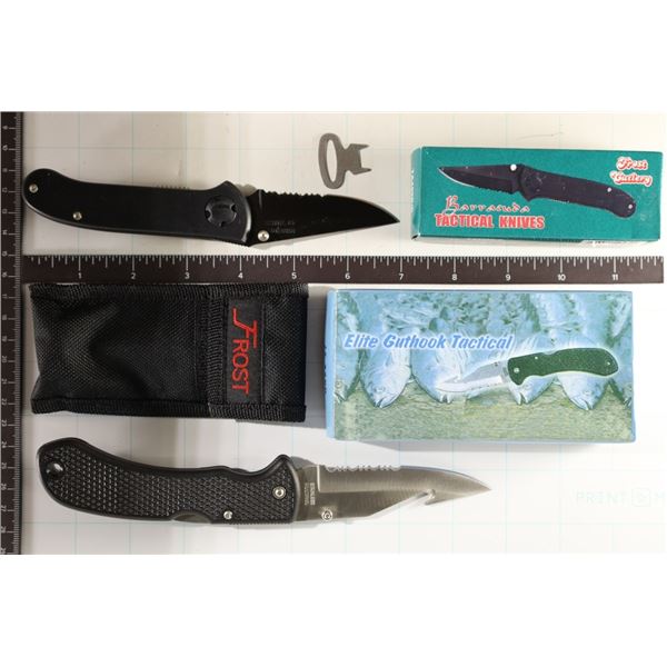 2 BRAND NEW FOLDING POCKET KNIVES: UNFOLDED 7"