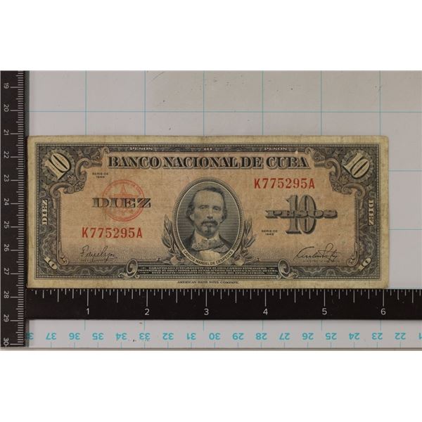 1949 CUBA 10 PESO BILL