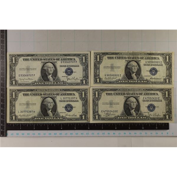 1935-C, D, E & F US $1 SILVER CERTS, BLUE SEALS