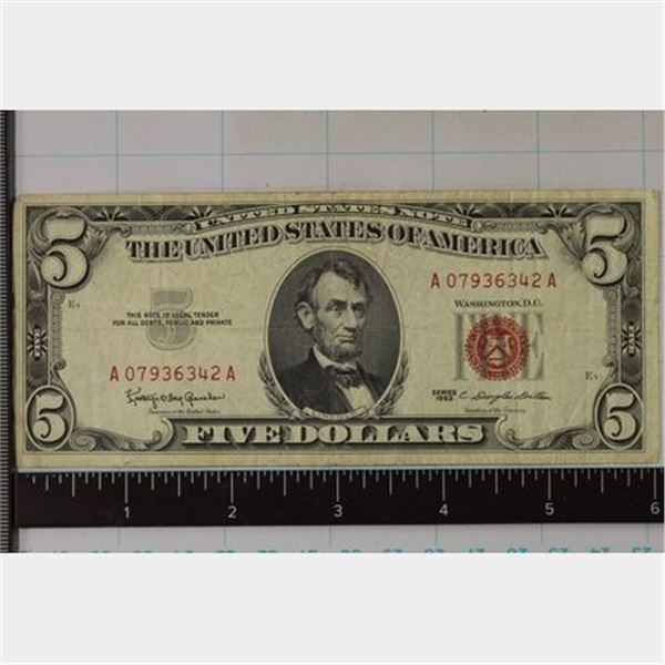 1963 US $5 RED SEAL BILL