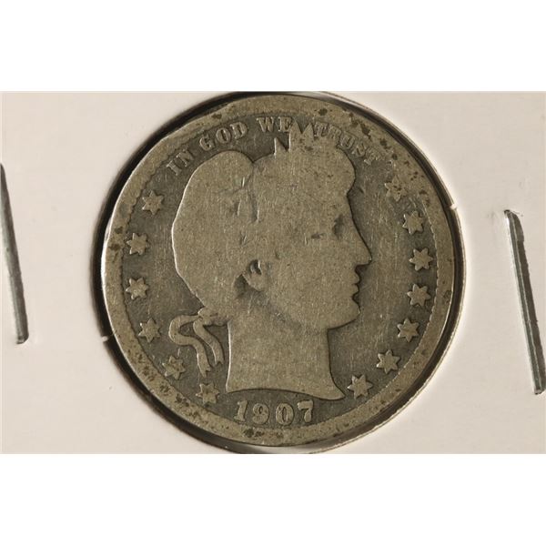 1907 SILVER BARBER QUARTER