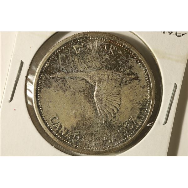 1967 CANADA SILVER DOLLAR .6 OZ. ASW TONED