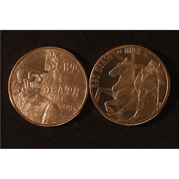 2-1 OZ. ADVP .999 COPPER UNC ROUNDS: RED HORSE