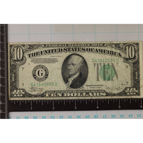 1934-C US $10 FRN. GREEN SEAL