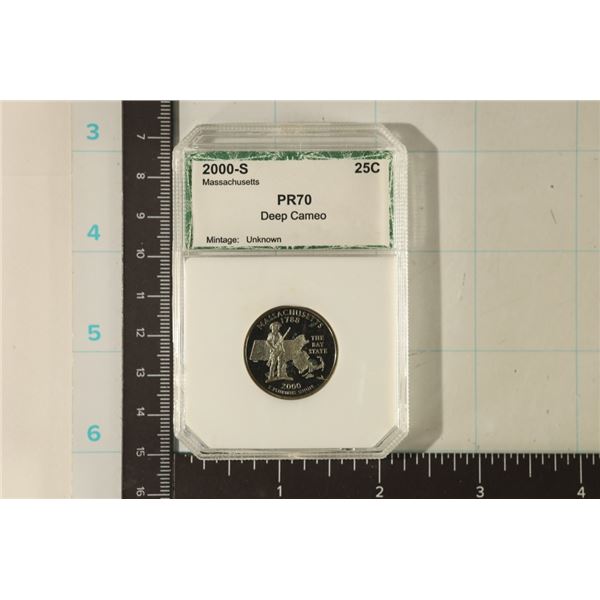 2000-S MASSACHUSETTS QUARTER PR70 DEEP CAMEO