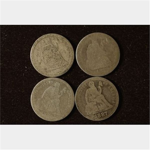 1856, 75, 85 & 1887 SILVER SEATED LIBERTY DIMES
