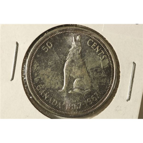 1967 CANADA SILVER 50 CENTS TONED .3 OZ. ASW