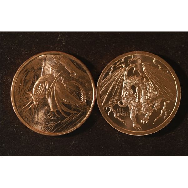 2-1 OZ. ADVP .999 COPPER UNC ROUNDS: DRAGONS