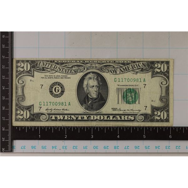1969 US $20 FRN, GREEN SEAL