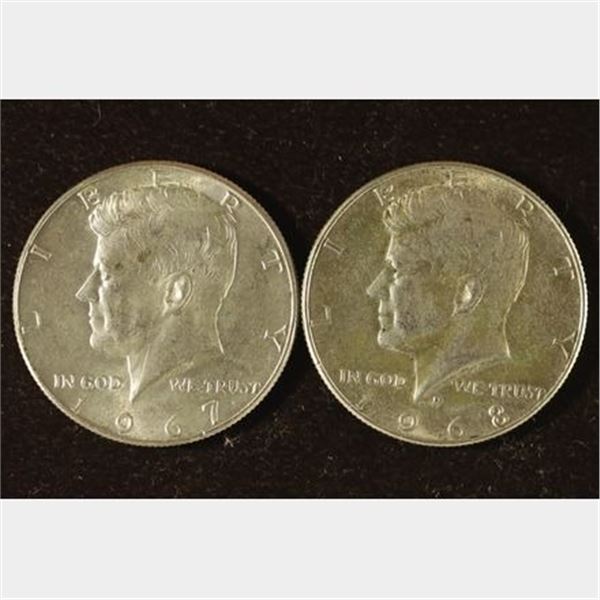 1967 & 1968-D 40% SILVER JOHN F. KENNEDY HALVES