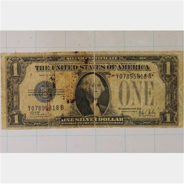 1928-B US $1 FUNNY BACK SILVER CERTIFICATE BLUE