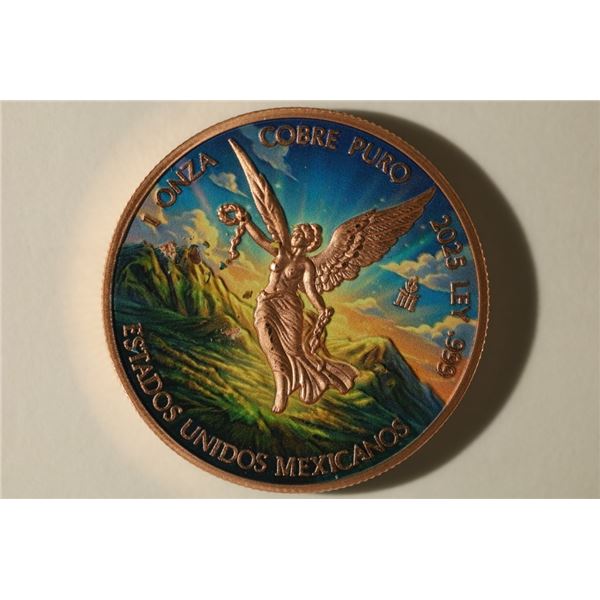 1 OZ. .999 UNC COPPER MEXICO ROUND. COLORIZED