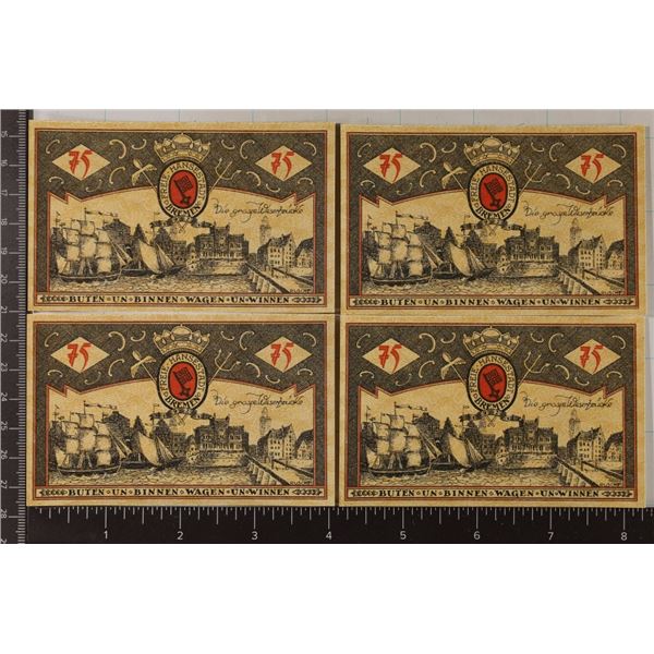4-1921 GERMAN BREMEN CRISP UNC 75 PFENNING