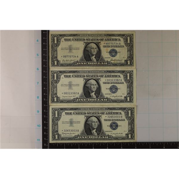 1957, 1957-A & 1957-B US $1 SILVER CERT STAR NOTES
