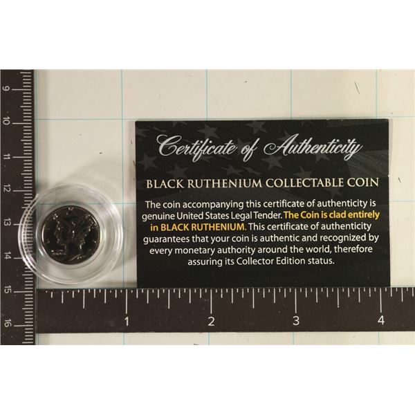 1942 BLACK RUTHENIUM SILVER MERCURY DIME WITH COA