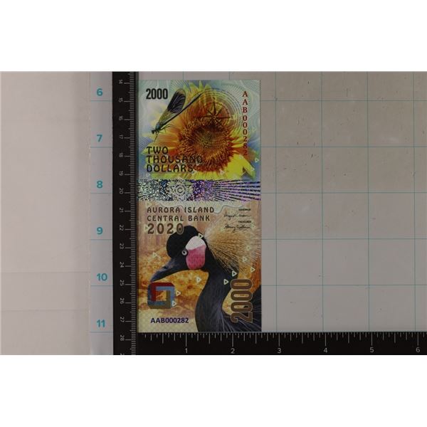 2020 AURORA ISLAND $2000 CRISP UNC COLORIZED
