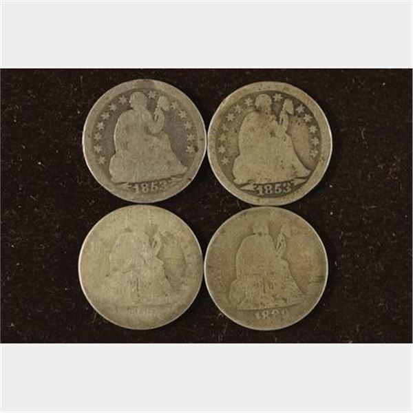 2-1853, 1882 & 1889 SILVER SEATED LIBERTY DIMES