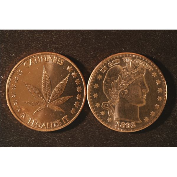 2-1 OZ. ADVP .999 COPPER UNC ROUNDS: CANNIBIS &