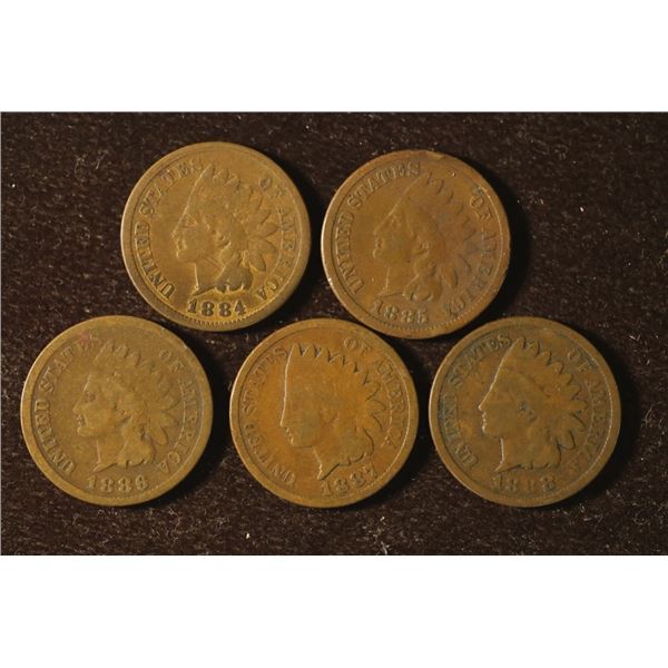1884, 85, 86, 87 & 1888 INDIAN HEAD CENTS