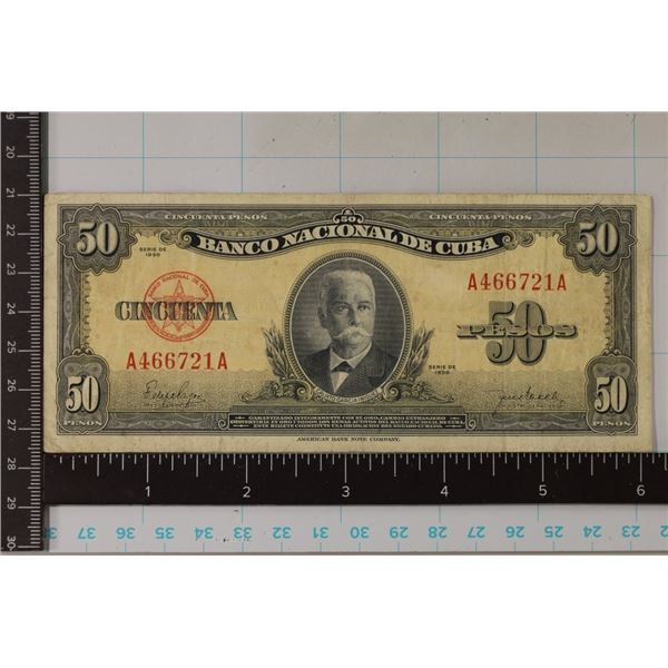 1950 CUBA 50 PESO BILL