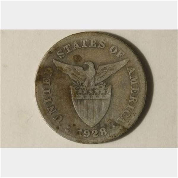 KEY DATE 1928-M US/PHILIPPINES SILVER 20 CENTAVO