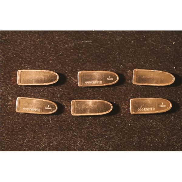 6-1 GRAM .999 COPPER BULLET SHAPED INGOTS