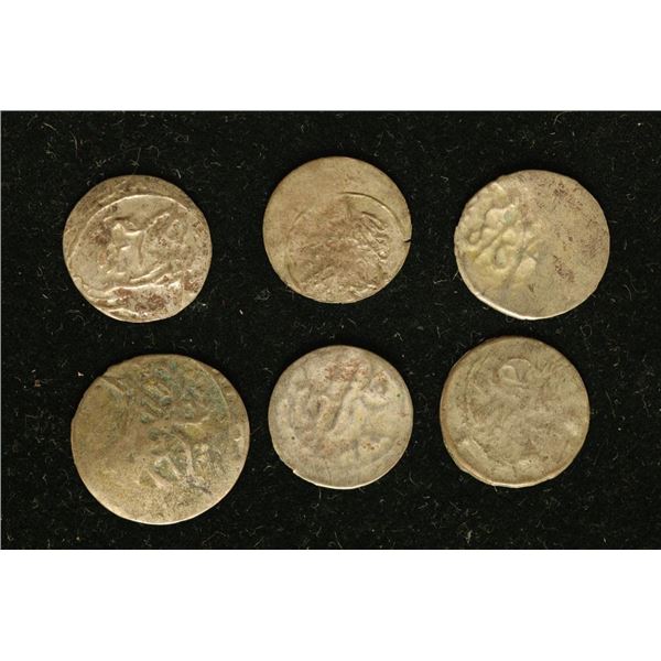 6 SILVER DIME SIZED OTTOMAN EMPIRE PARA COINS: