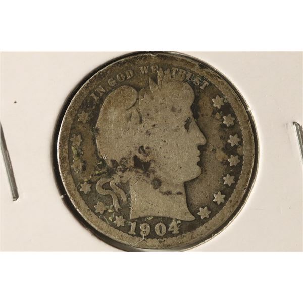 1904 SILVER BARBER QUARTER