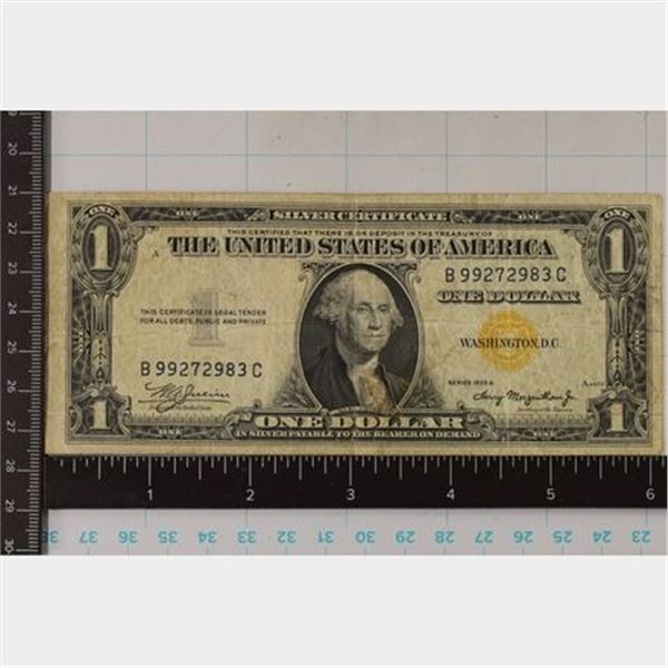 1934-A US $1 NORTH AFRICA SILVER CERT, YELLOW SEAL