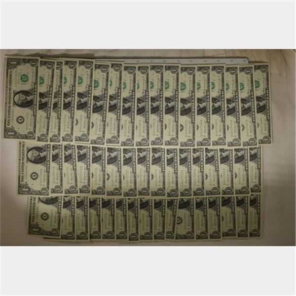 49-CU 1969-A US $1 FRN'S WITH CONSECUTIVE SERIAL'S