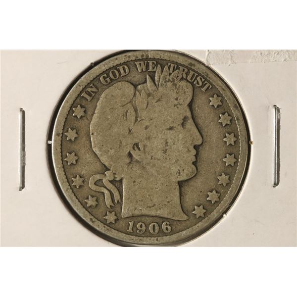 1906-D SILVER BARBER HALF DOLLAR