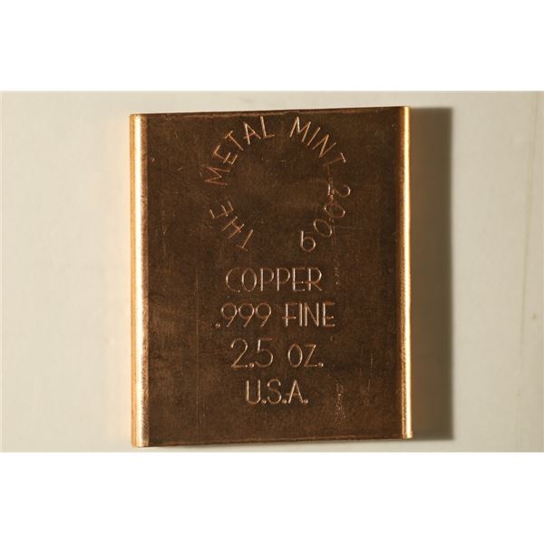 2.5 OZ. .999 FINE COPPER BAR. 2009 THE METAL MINT