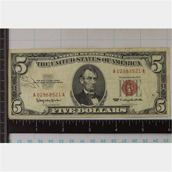 1963 US $5 RED SEAL NOTE