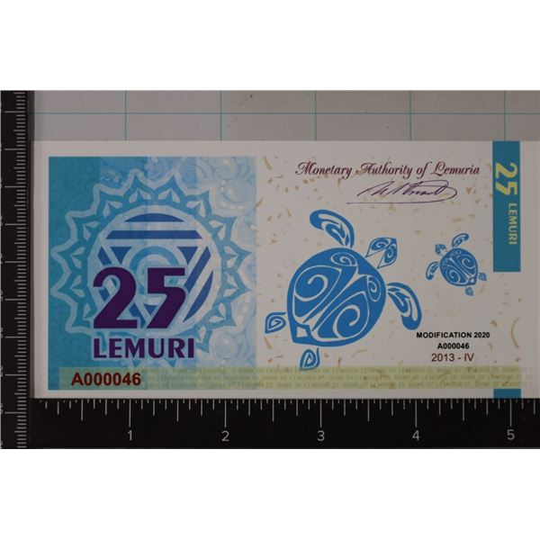 2013 LEMURIA 25 LEMURI CRISP UNC COLORIZED