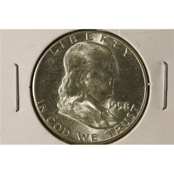1958 SILVER FRANKLIN HALF DOLLAR BRILLIANT UNC