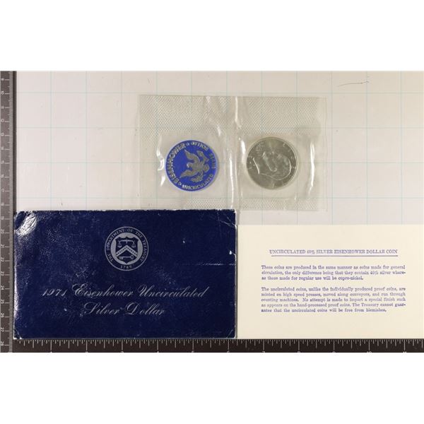 1971 IKE SILVER DOLLAR (BLUE PACK) WITH ENVELOPE
