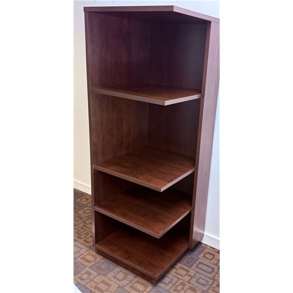 Brown Wood Office Bookcase and 2-Drawer Lateral File Cabinet Set