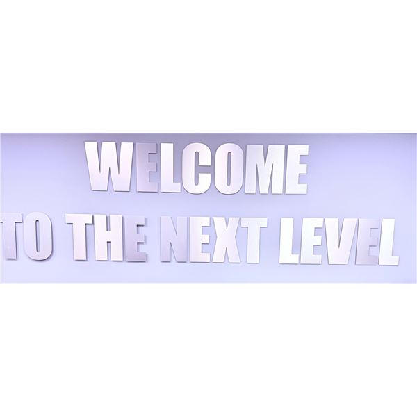 Large 3D Wall Letters Sign: WELCOME TO THE NEXT LEVEL