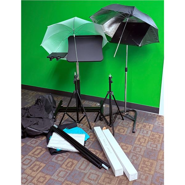 Photography Lighting Set With Umbrellas, Stands, Backdrops, and More