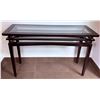 Image 1 : Rectangular Glass Top Console Table with Dark Wood Frame