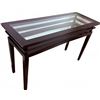 Image 2 : Rectangular Glass Top Console Table with Dark Wood Frame