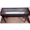 Image 3 : Rectangular Glass Top Console Table with Dark Wood Frame