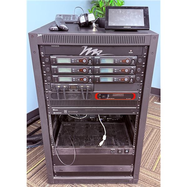 Shure Wireless Audio System Rack With Microphones and Accessories