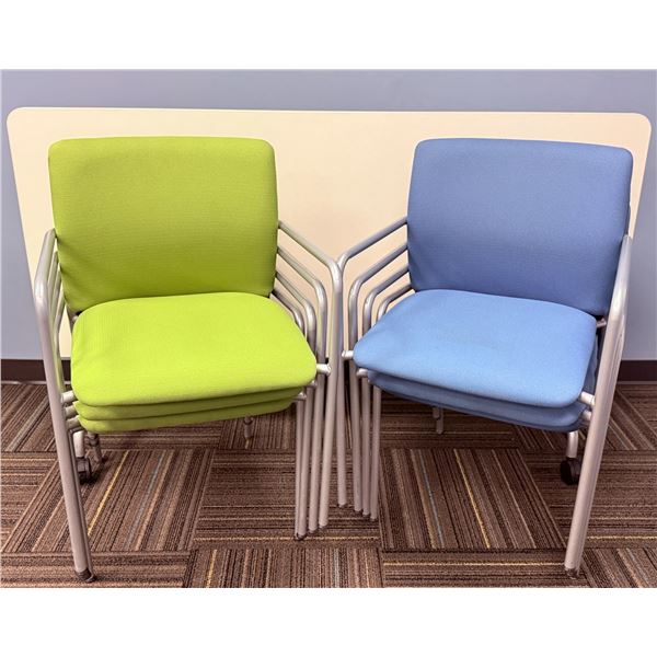 6 Stackable Chairs and 1 Folding Table on Casters