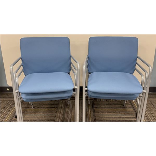 4 Blue Armchairs And 1 Folding Office Table On Casters