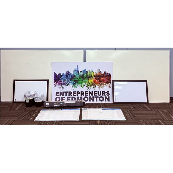 Office Lot: Whiteboards, Sign, Planners, Markers and Bins
