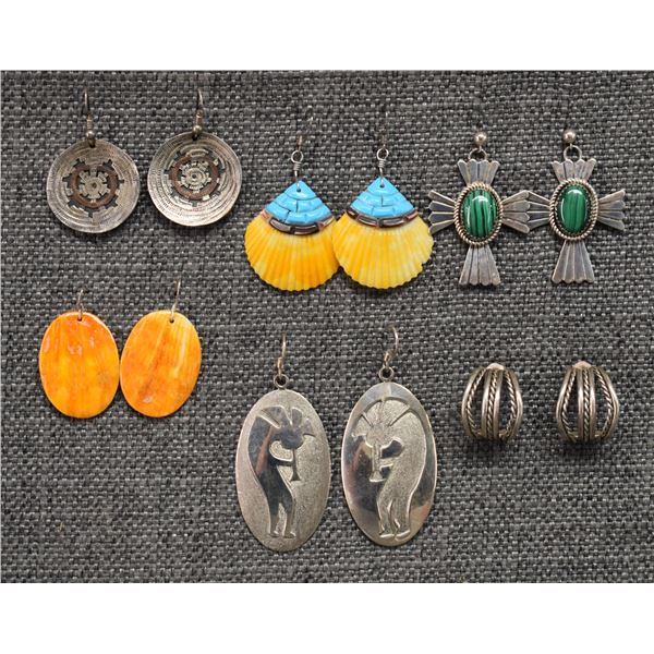 SIX PAIR PUEBLO EARRINGS