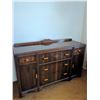 Image 4 : Art Deco Wooden Sideboard With Geometric Detailing and Original Hardware, Measurements Included