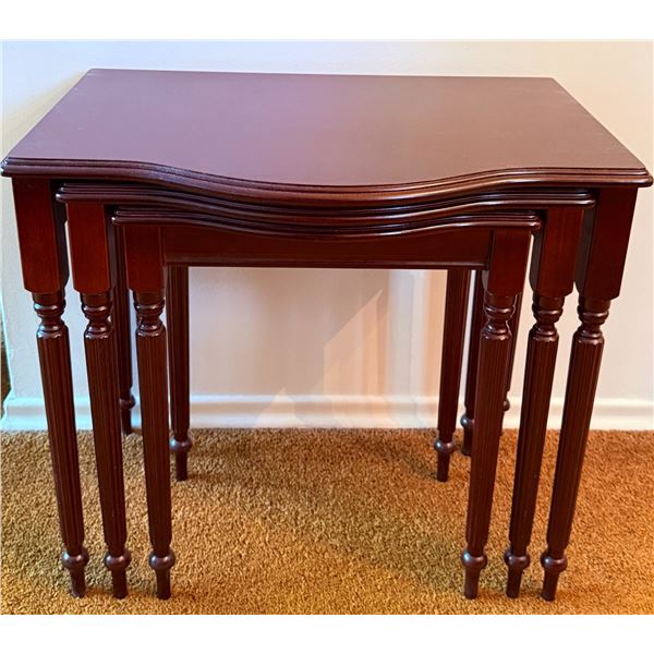 Three Stacking Mahogany Nesting Tables
